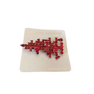 Fashion Brooche Multiple Red Cluster Pin Silvertone Setting Cluster Brooch